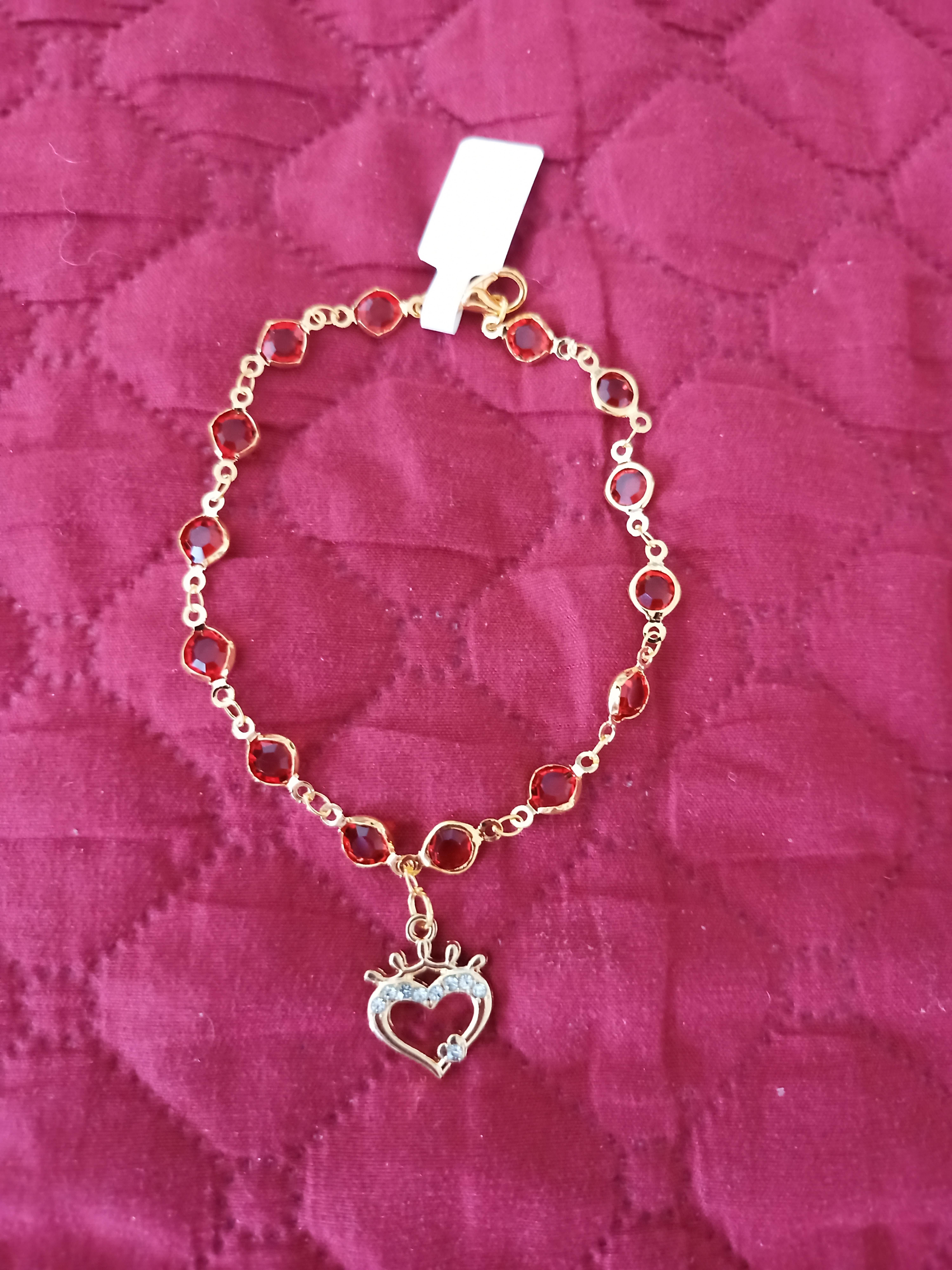 Modna narukvica „Ruby Heart Crown” s crvenim kristalima — slika 1