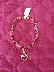Modna narukvica „Ruby Heart Crown” s crvenim kristalima