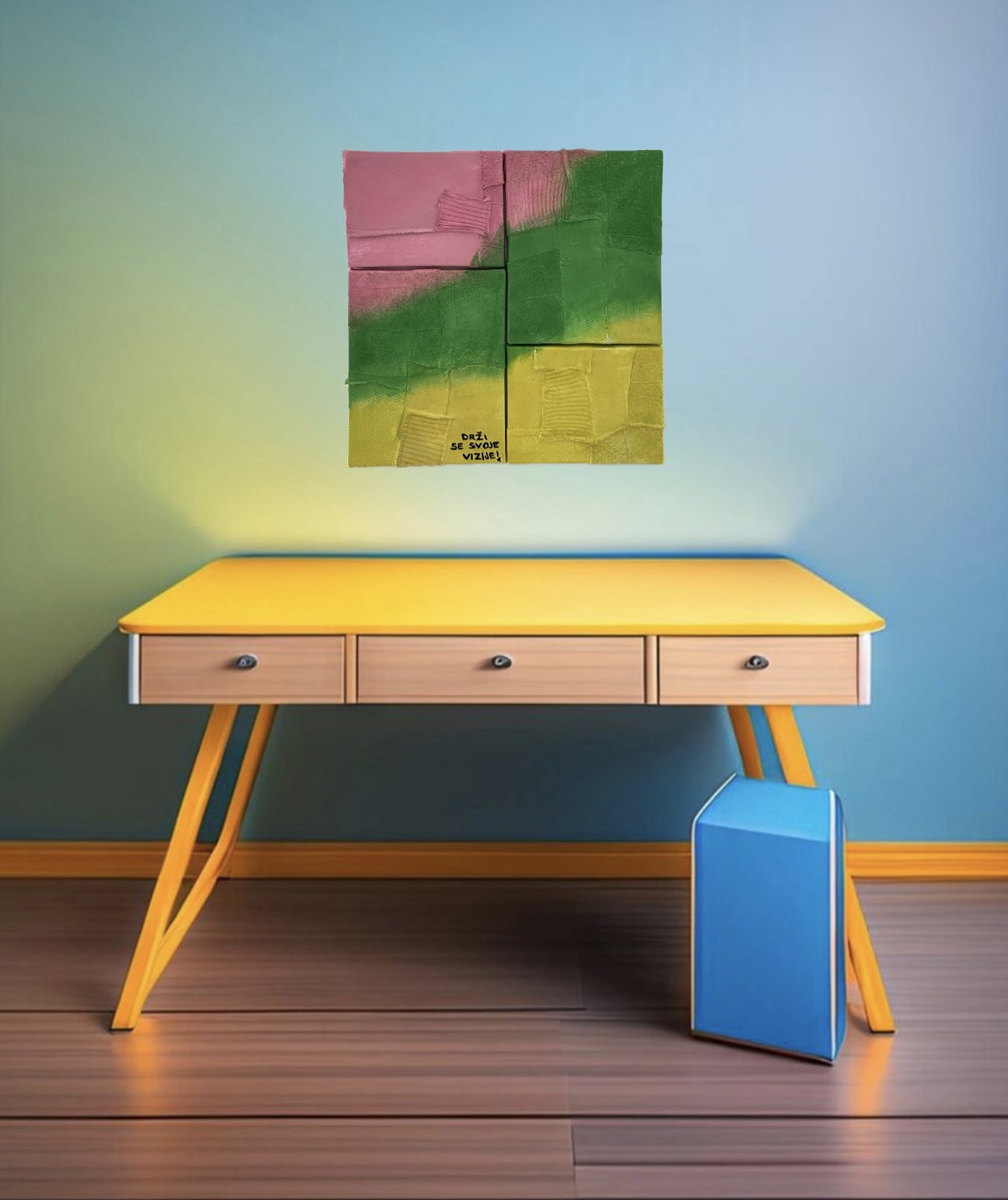 Ručno rađena apstraktna tekstilna slika, 40*40cm — slika 1
