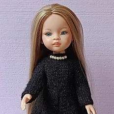 Set odjeće za lutke Paola Reina - mala crna haljina i 'krzno' — slika 5