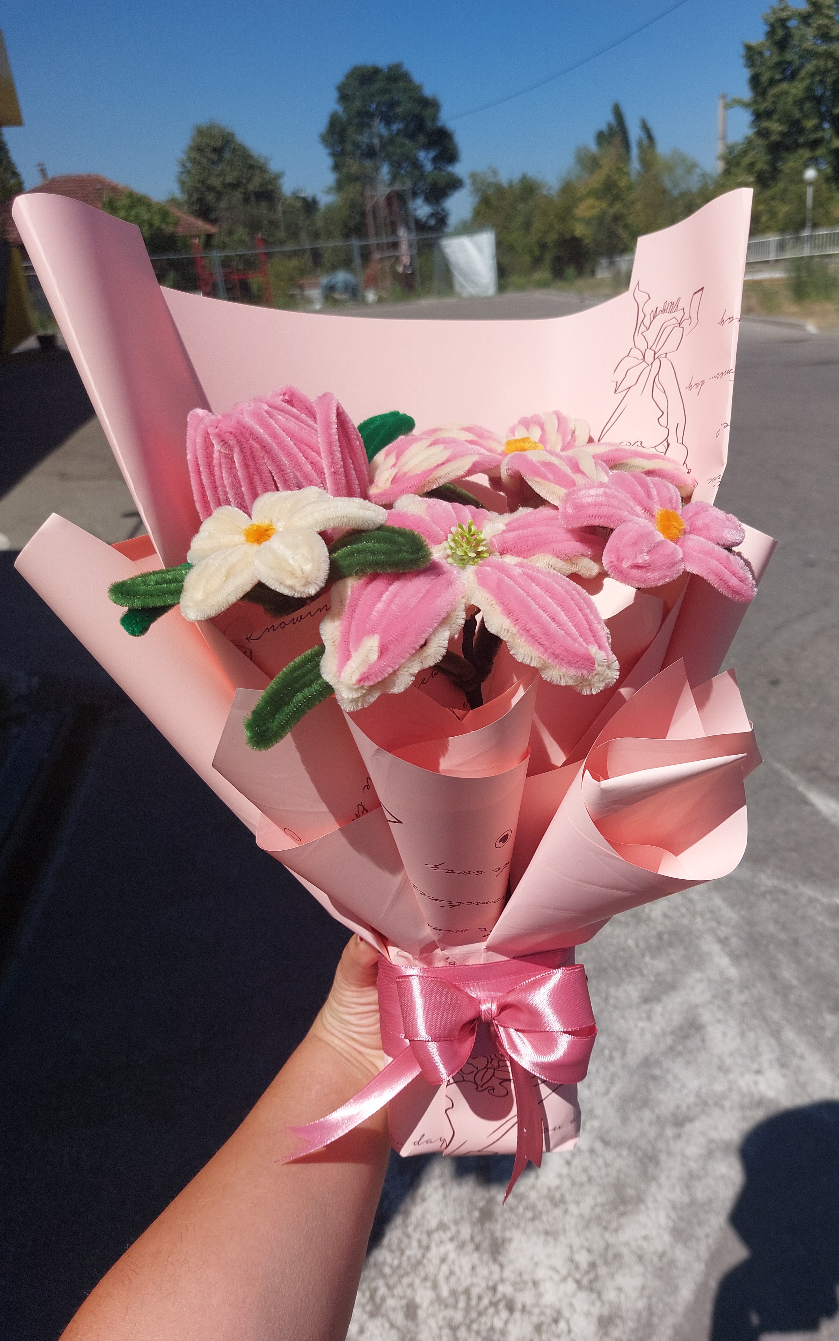 Roze plišani buket  — slika 5