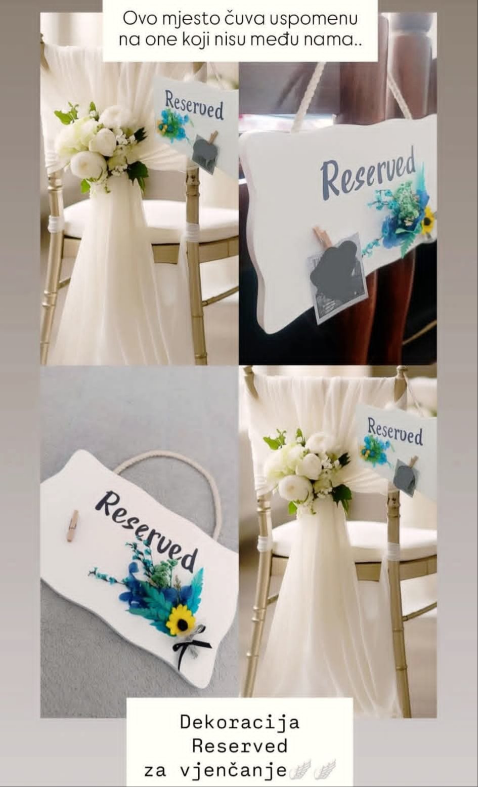 Dekoracija RESERVED za vjenčanje  — slika 2