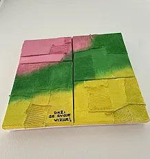 Ručno rađena apstraktna tekstilna slika, 40*40cm — slika 5
