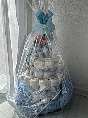 Elegantna Torta od Pelena s Baby Poklon Setom + Vezica za dudu — slika 4