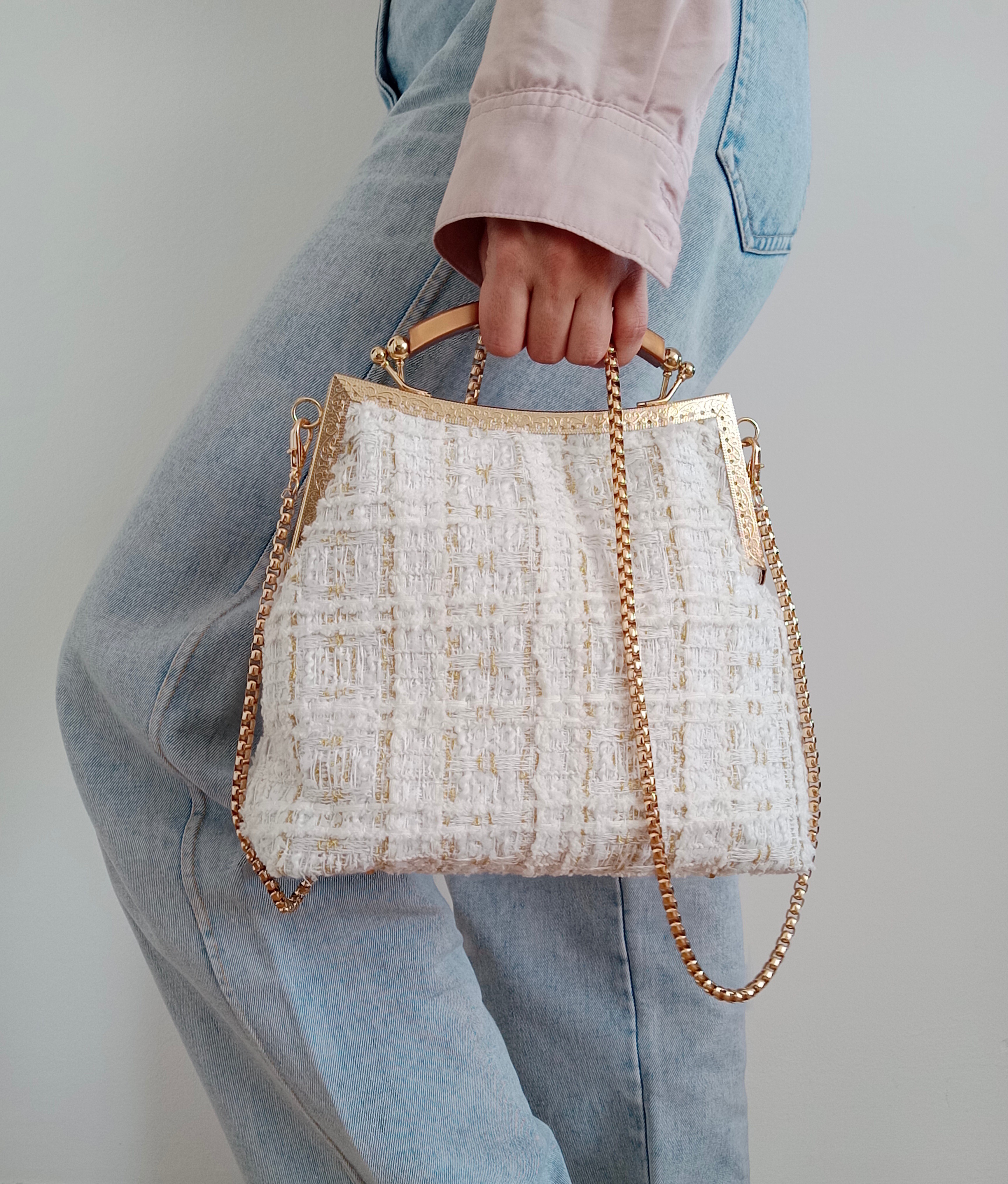 Ručna izrada – Elegantna tweed torba sa metalnim okvirom | Mokosh — slika 5