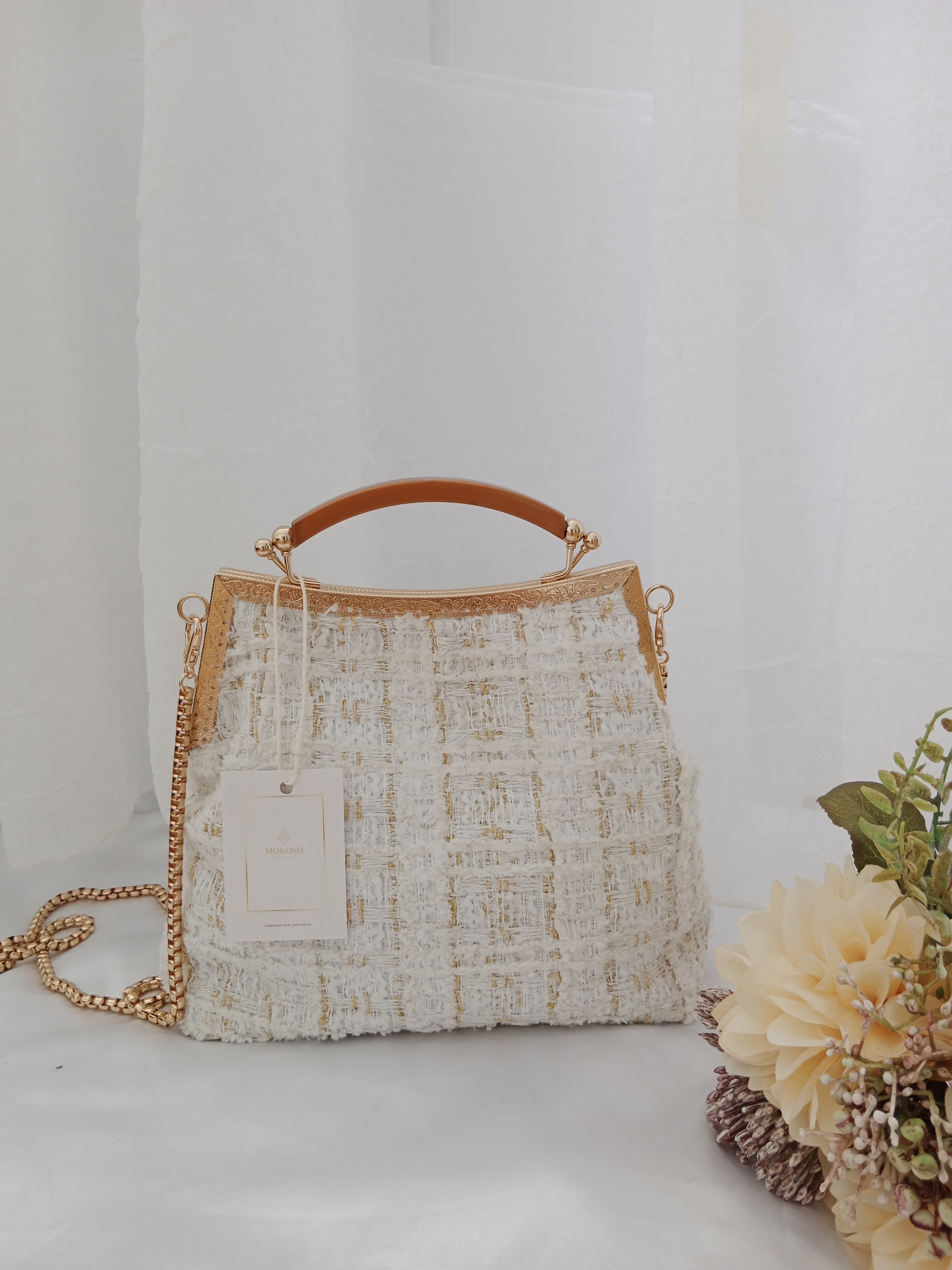 Ručna izrada – Elegantna tweed torba sa metalnim okvirom | Mokosh — slika 4